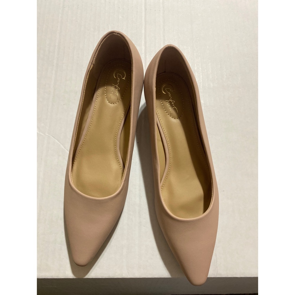 Cato Comfort Est. 1946 Women's Nude Beige Pointed Toe Kitten Heels Size 9W